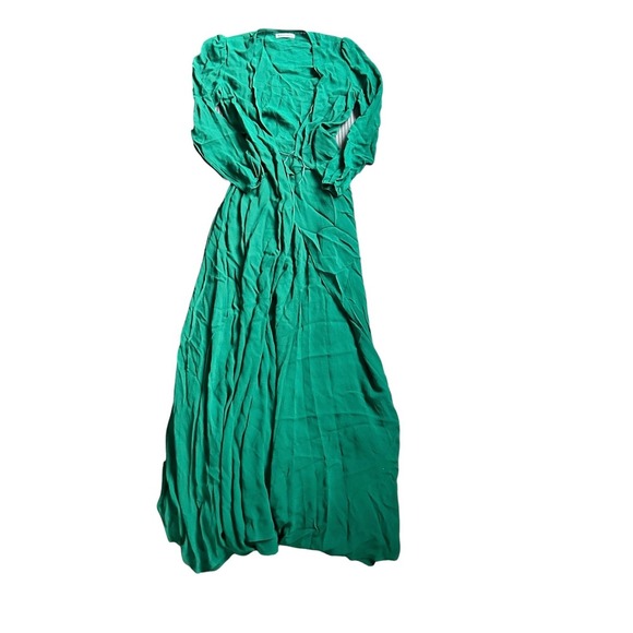 Reformation Milan Emerald Green Long Sleeve Wrap Maxi Dress Medium - Picture 5 of 11